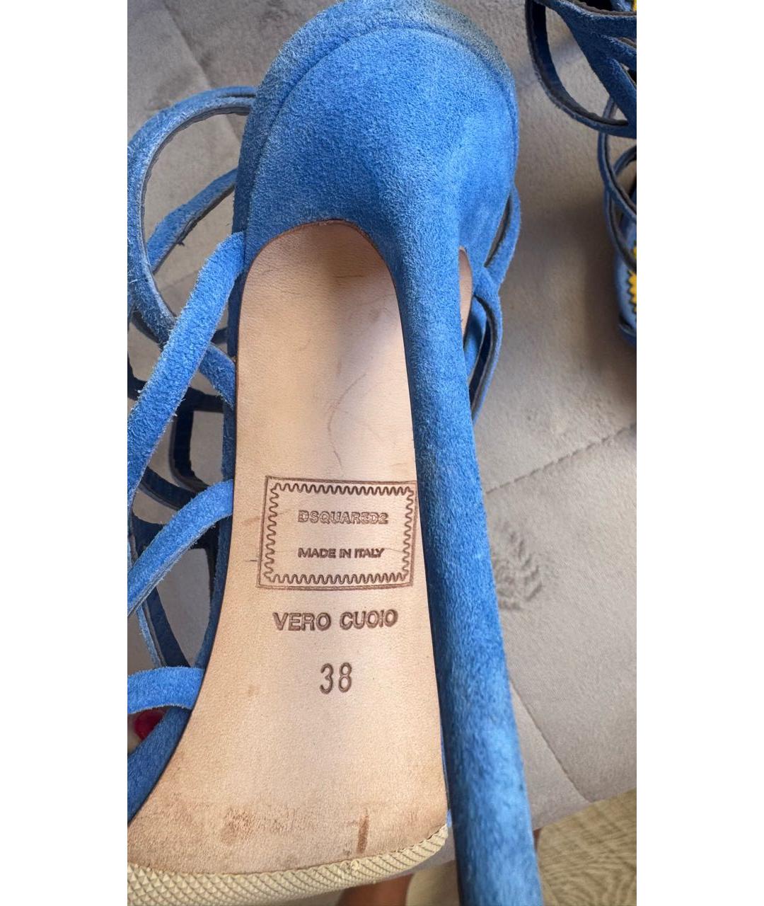 DSQUARED2 Голубые замшевые босоножки, фото 5