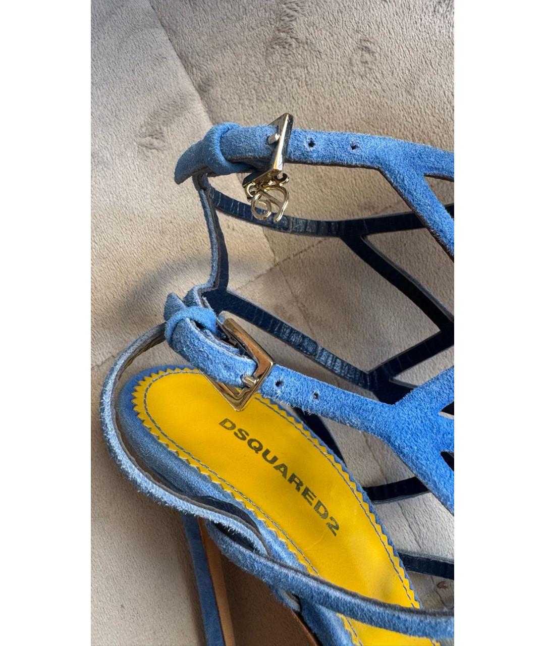 DSQUARED2 Голубые замшевые босоножки, фото 6