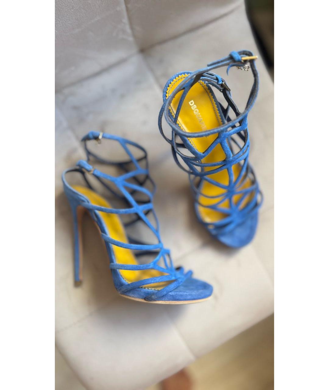 DSQUARED2 Голубые замшевые босоножки, фото 8