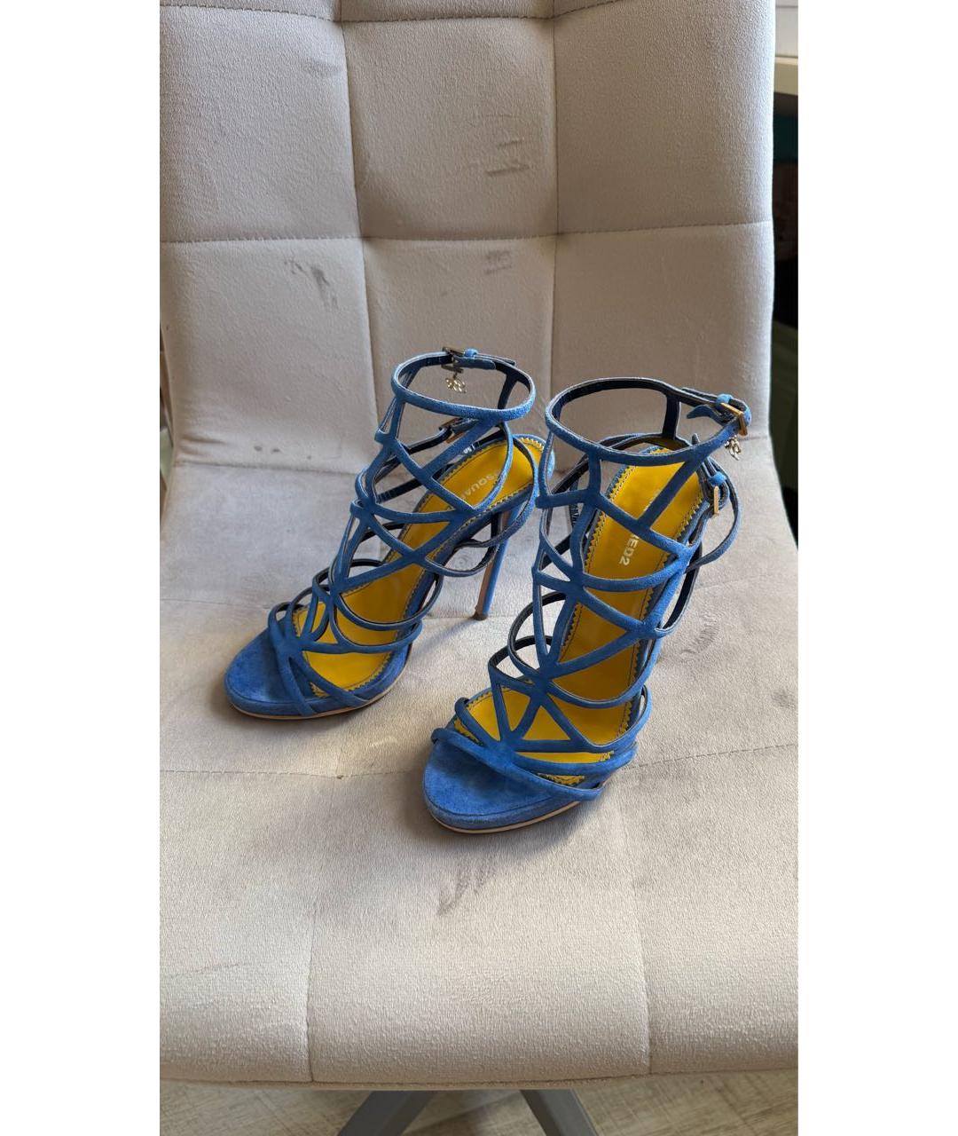 DSQUARED2 Голубые замшевые босоножки, фото 2