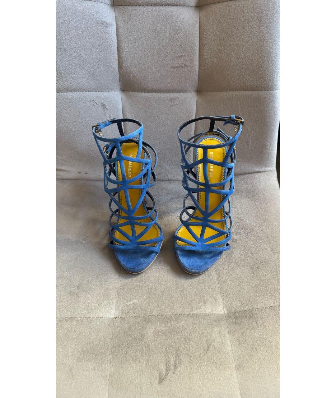 DSQUARED2 Голубые замшевые босоножки, фото 3