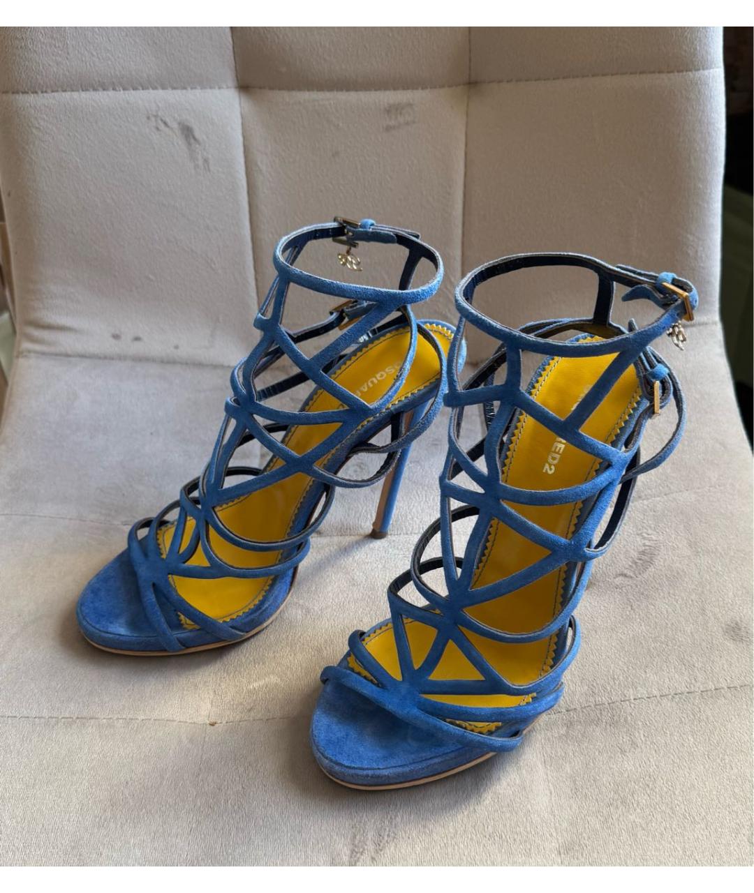 DSQUARED2 Голубые замшевые босоножки, фото 4