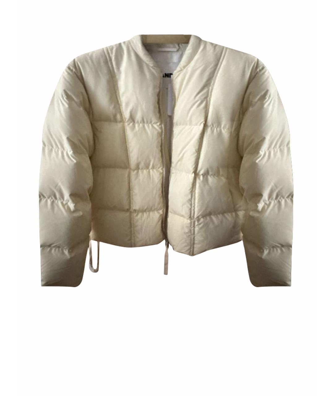 JIL SANDER Бежевый синтетический пуховик, фото 1