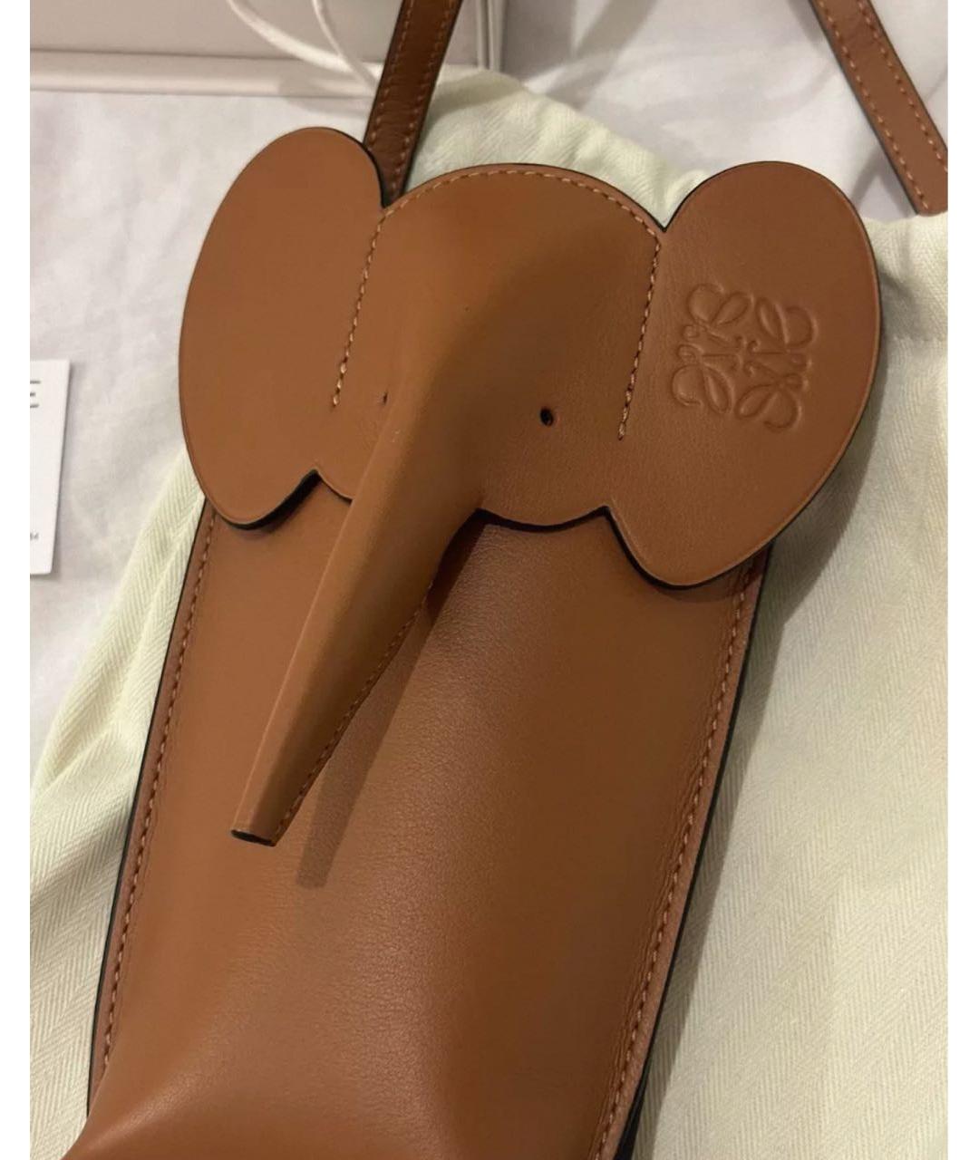 LOEWE Коричневая кожаная сумка через плечо, фото 2