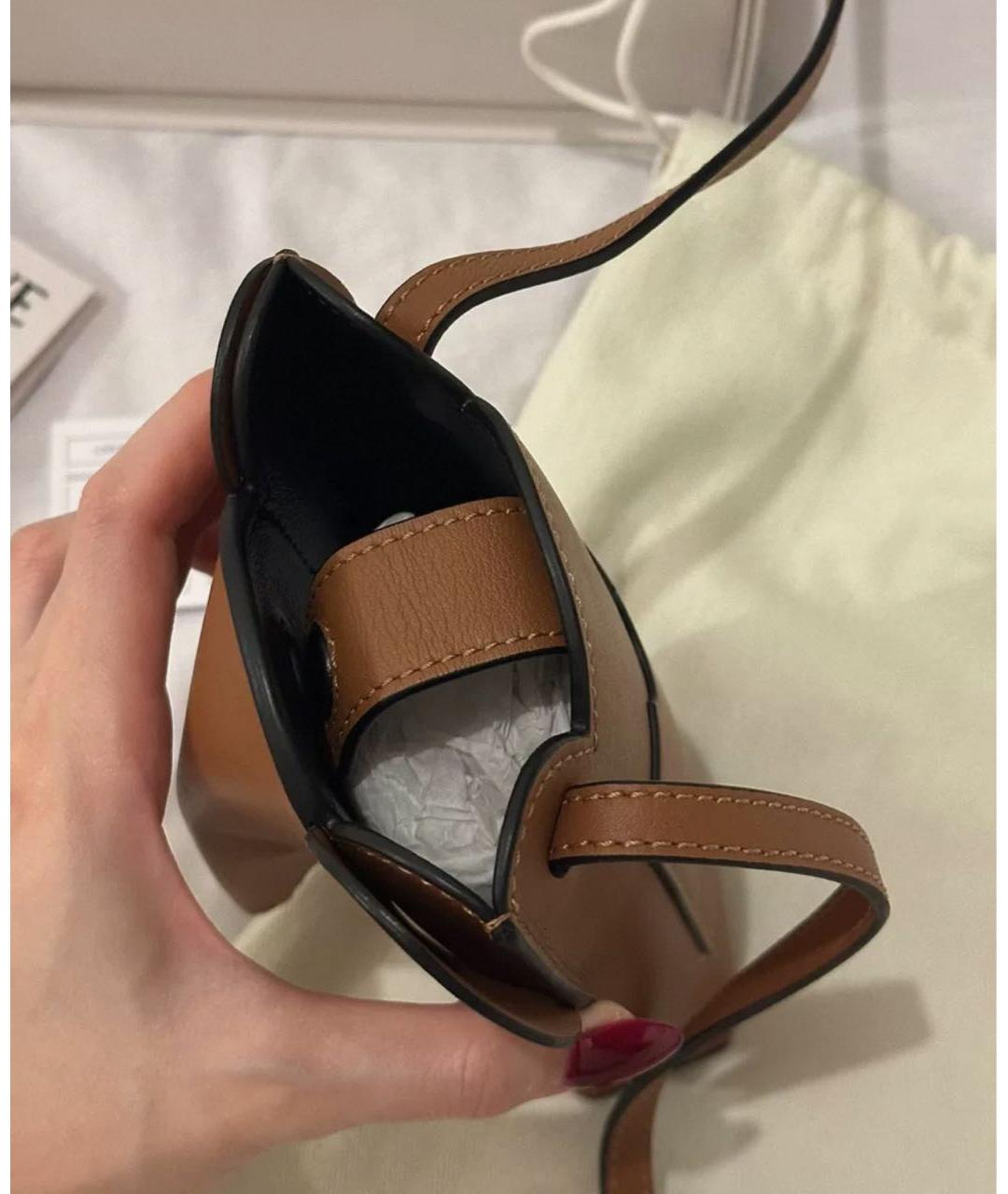 LOEWE Коричневая кожаная сумка через плечо, фото 4