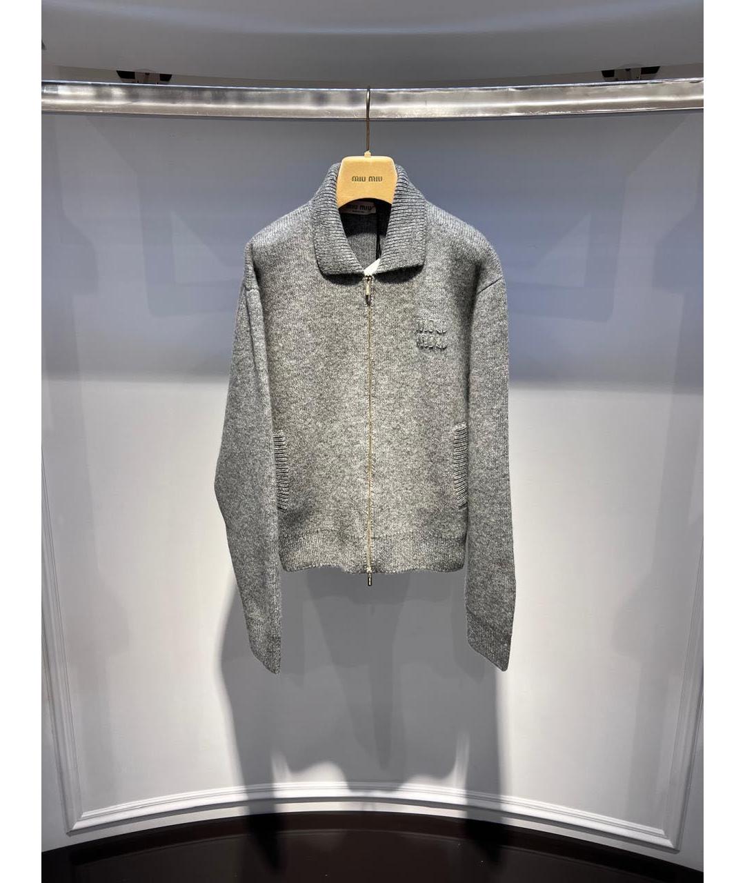 MIU MIU Серый шерстяной кардиган, фото 2