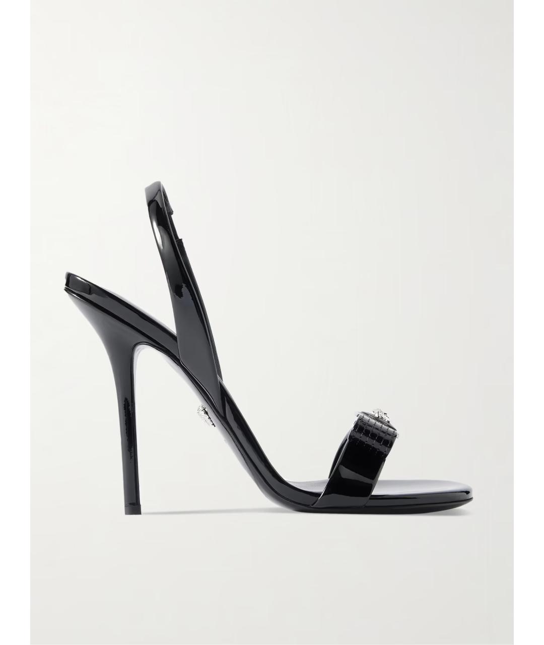 VERSACE Черные босоножки из лакированной кожи, фото 5