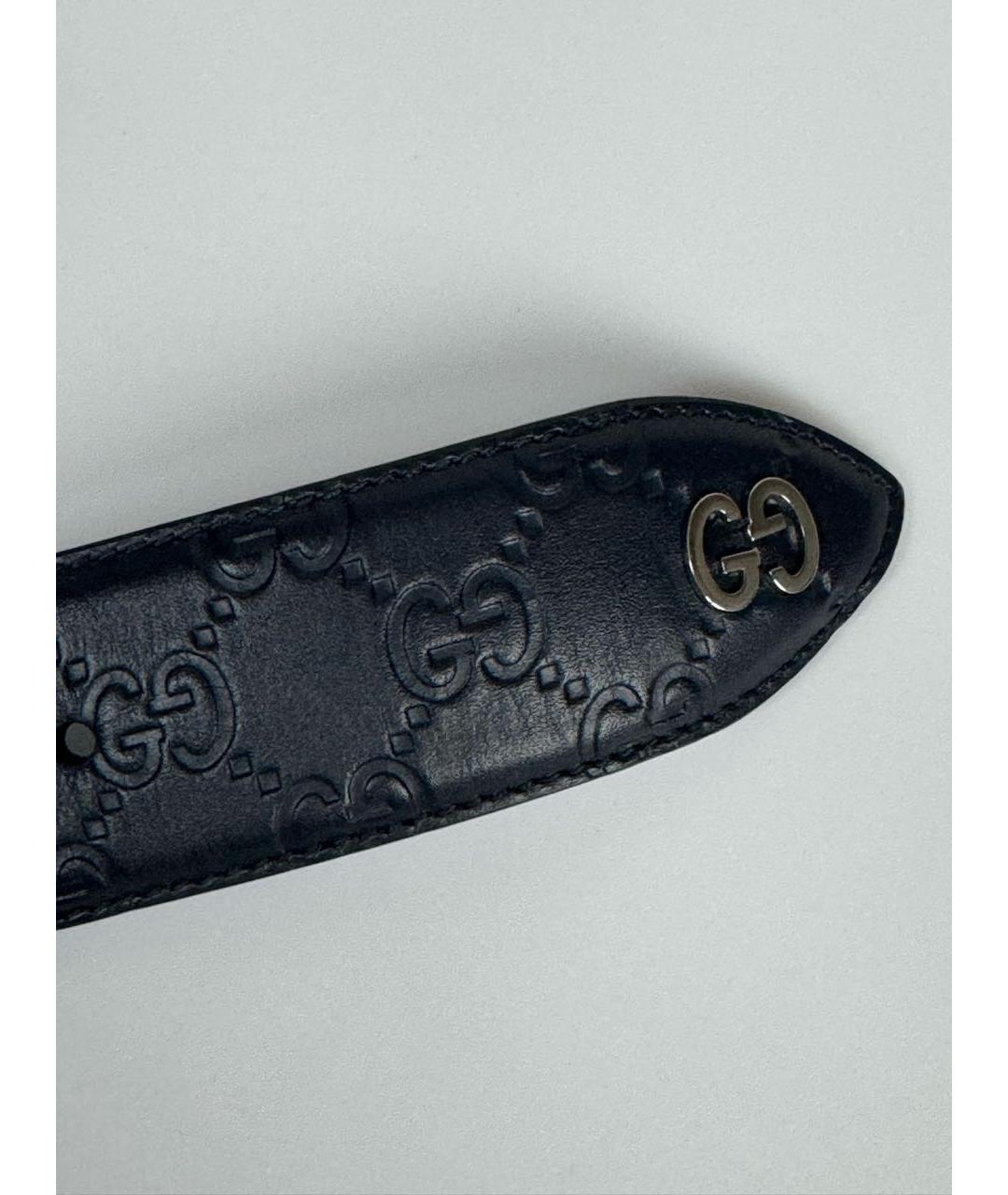 GUCCI Темно-синий кожаный ремень, фото 4