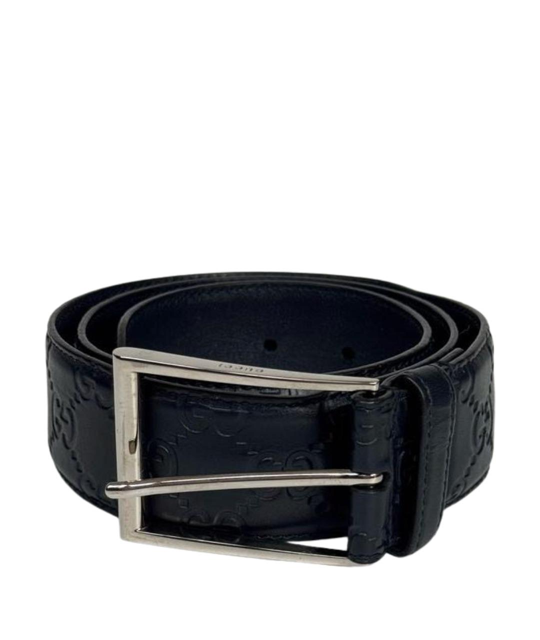 GUCCI Темно-синий кожаный ремень, фото 1