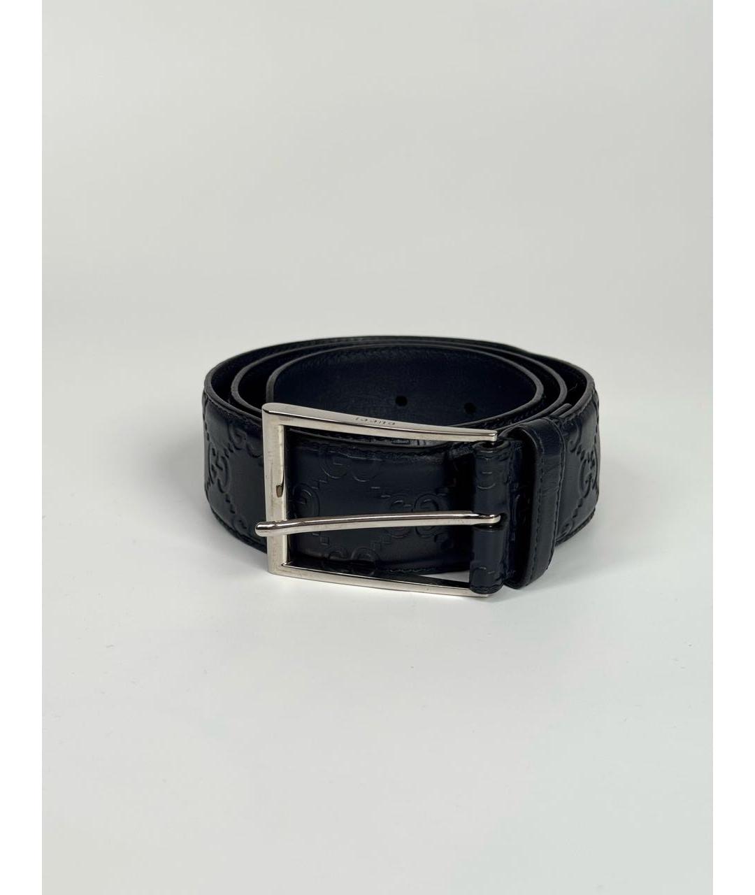 GUCCI Темно-синий кожаный ремень, фото 5