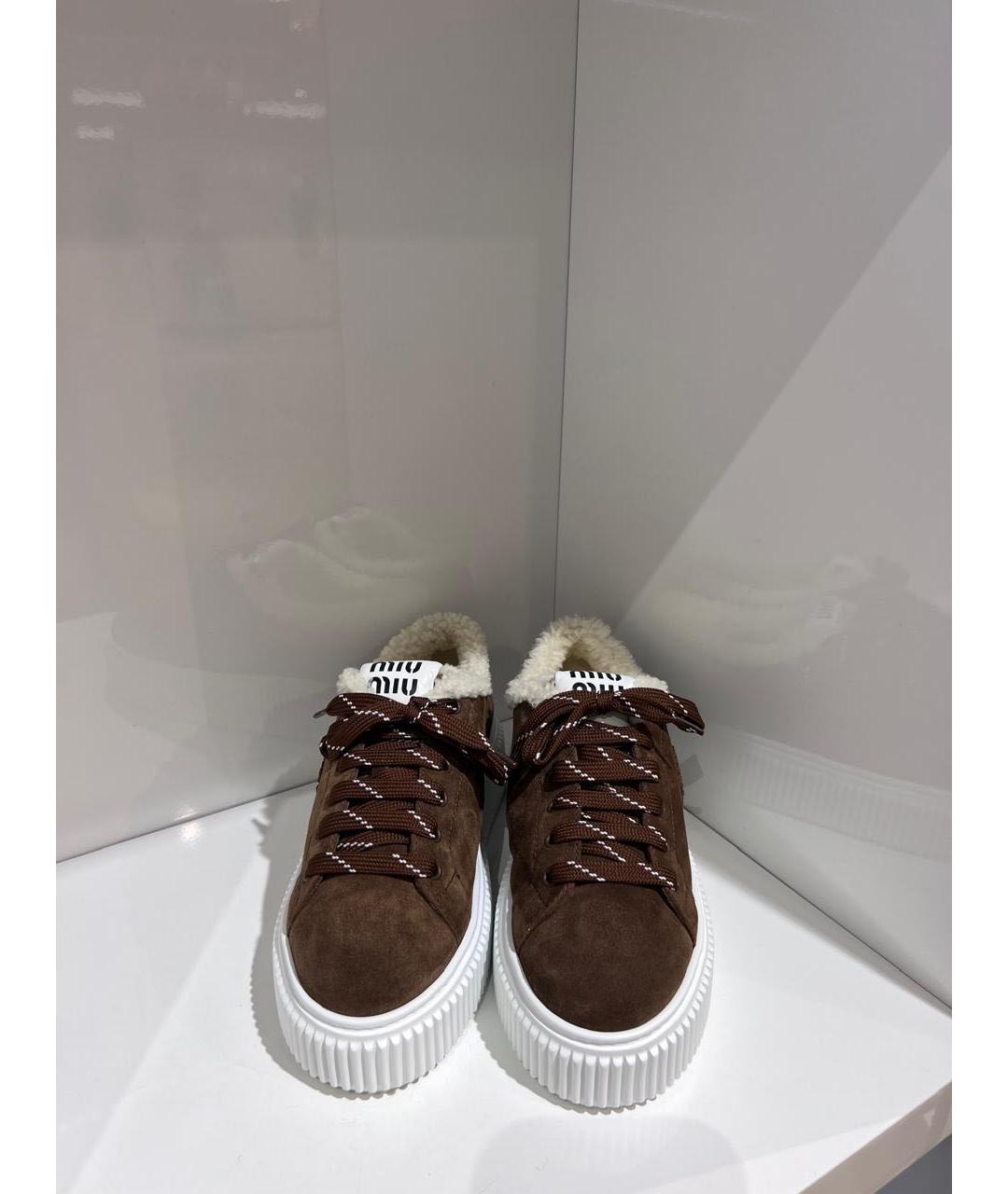 MIU MIU Коричневые замшевые кеды, фото 3