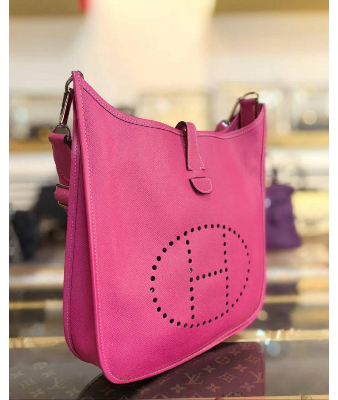 HERMES Розовая кожаная сумка через плечо, фото 2