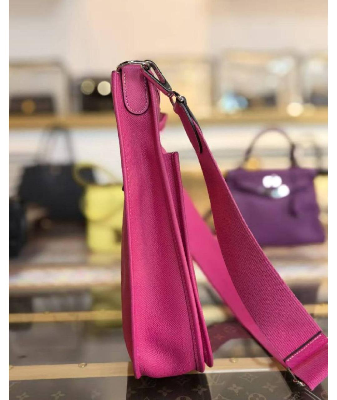 HERMES Розовая кожаная сумка через плечо, фото 5