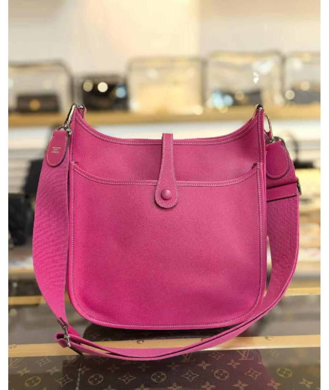 HERMES Розовая кожаная сумка через плечо, фото 3