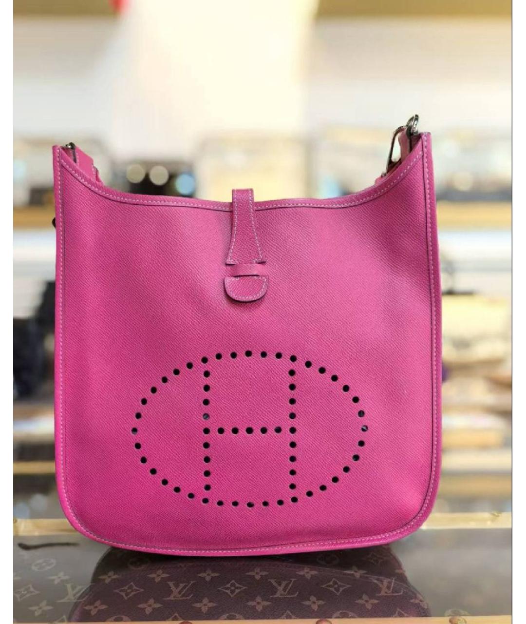 HERMES Розовая кожаная сумка через плечо, фото 8