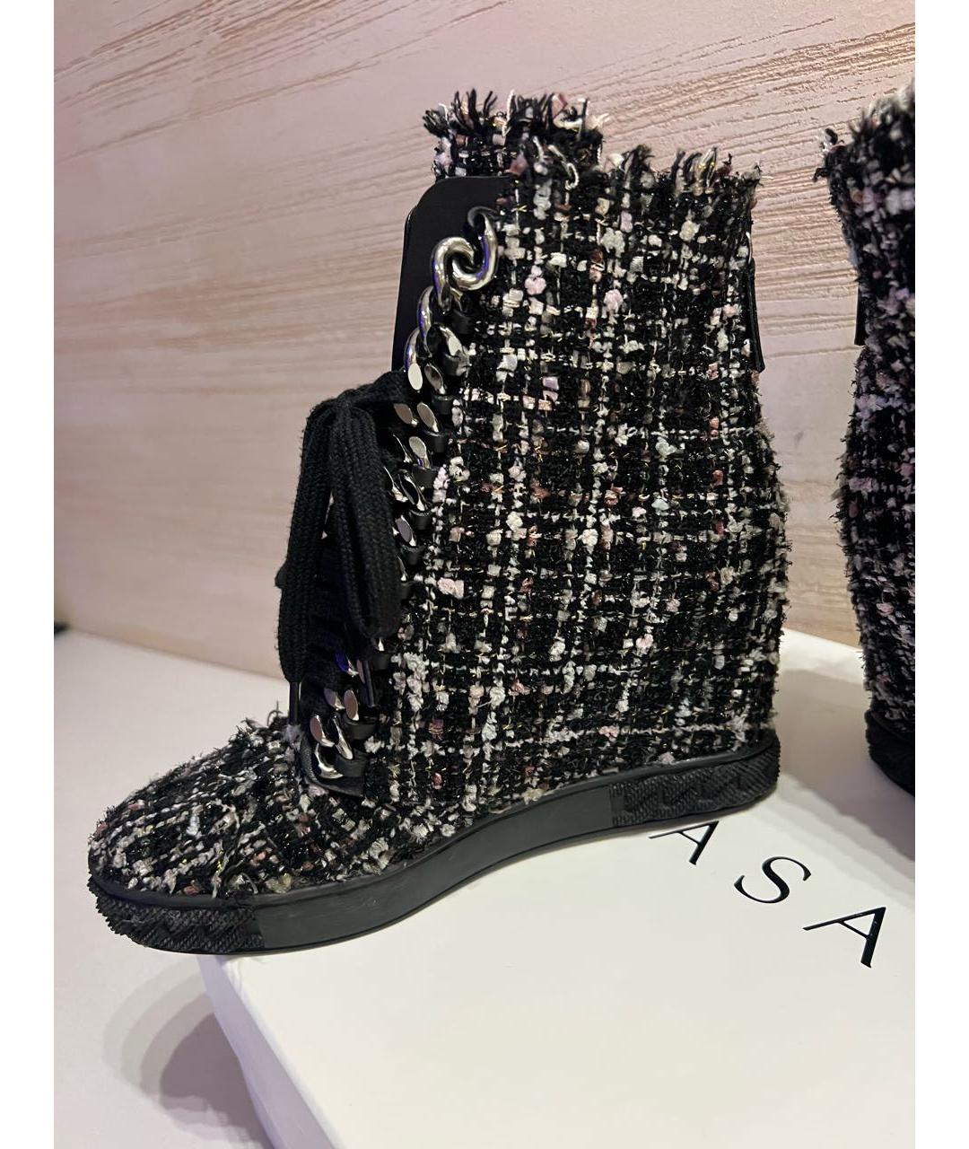 CASADEI Черные текстильные ботильоны, фото 5