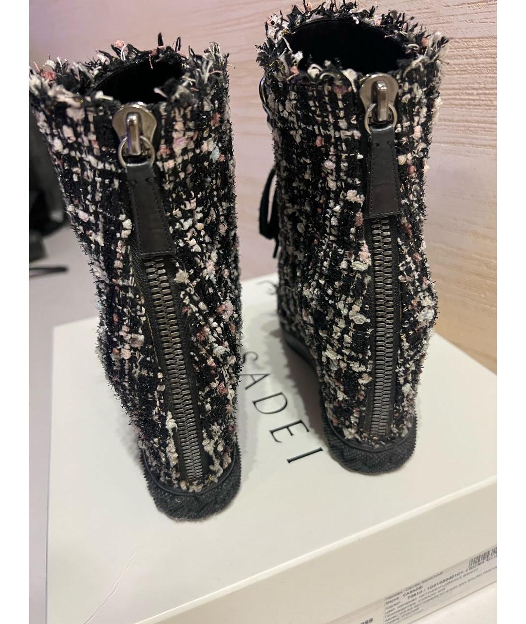 CASADEI Черные текстильные ботильоны, фото 4