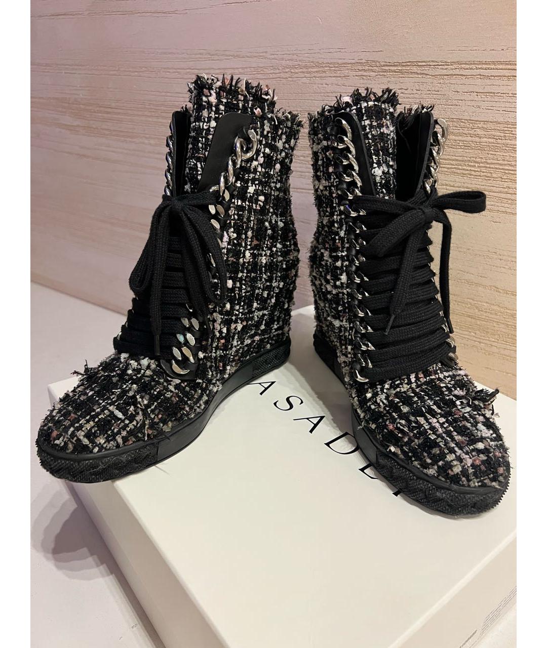 CASADEI Черные текстильные ботильоны, фото 2