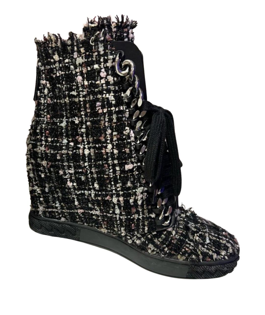 CASADEI Черные текстильные ботильоны, фото 1