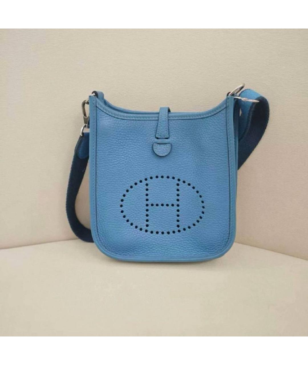 HERMES Голубая кожаная сумка через плечо, фото 9