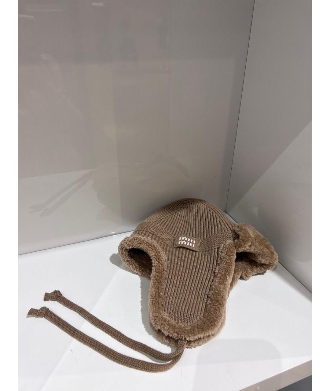 MIU MIU Коричневая шапка, фото 3