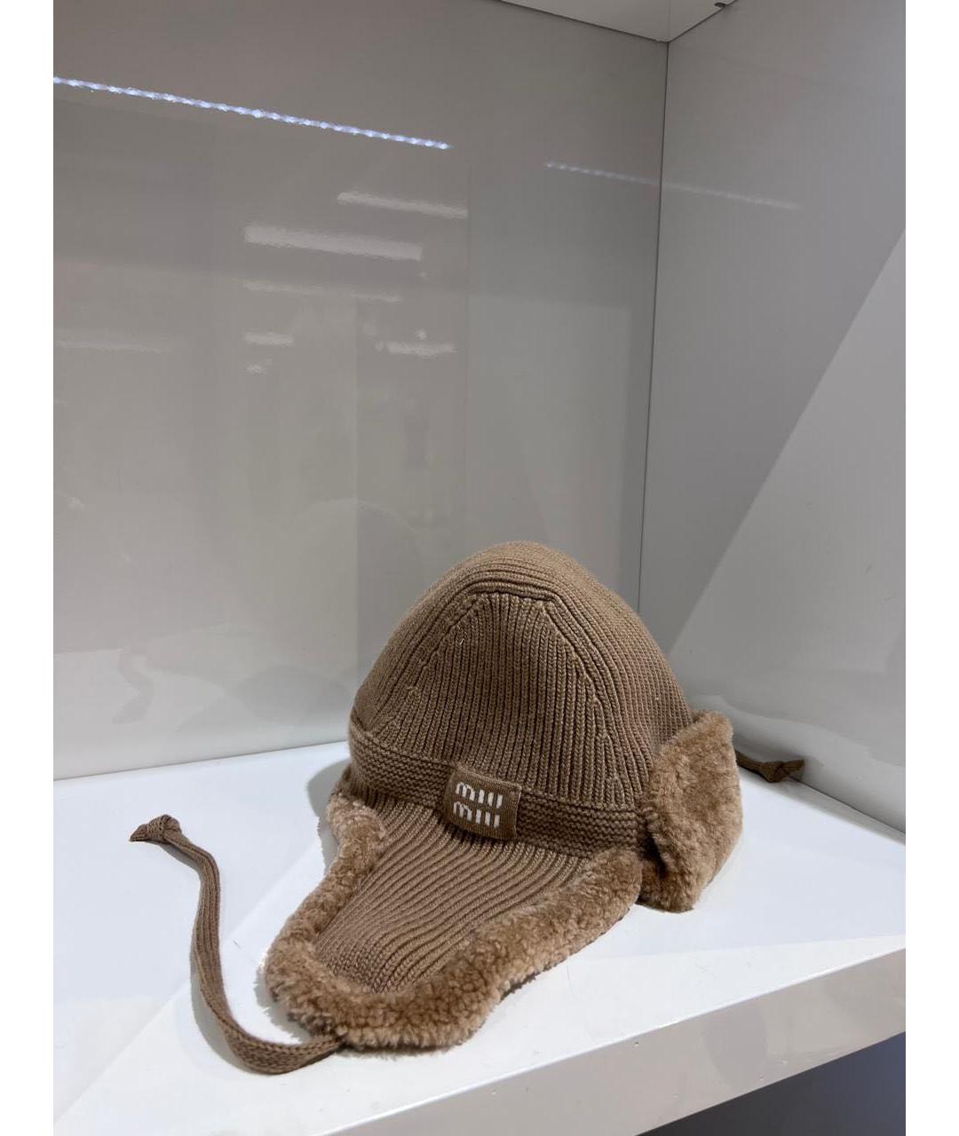 MIU MIU Коричневая шапка, фото 2