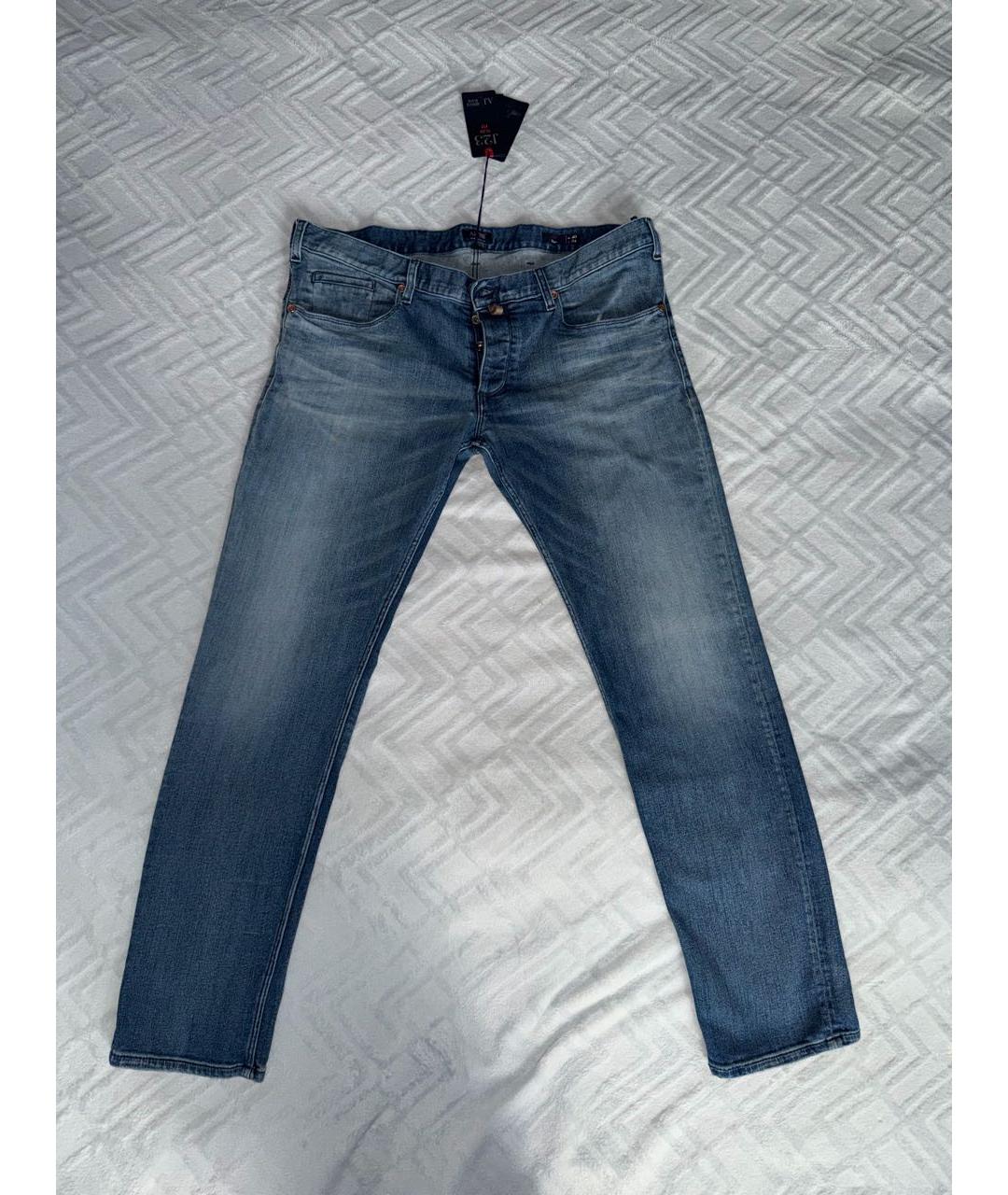 ARMANI JEANS Синие хлопковые прямые джинсы, фото 4