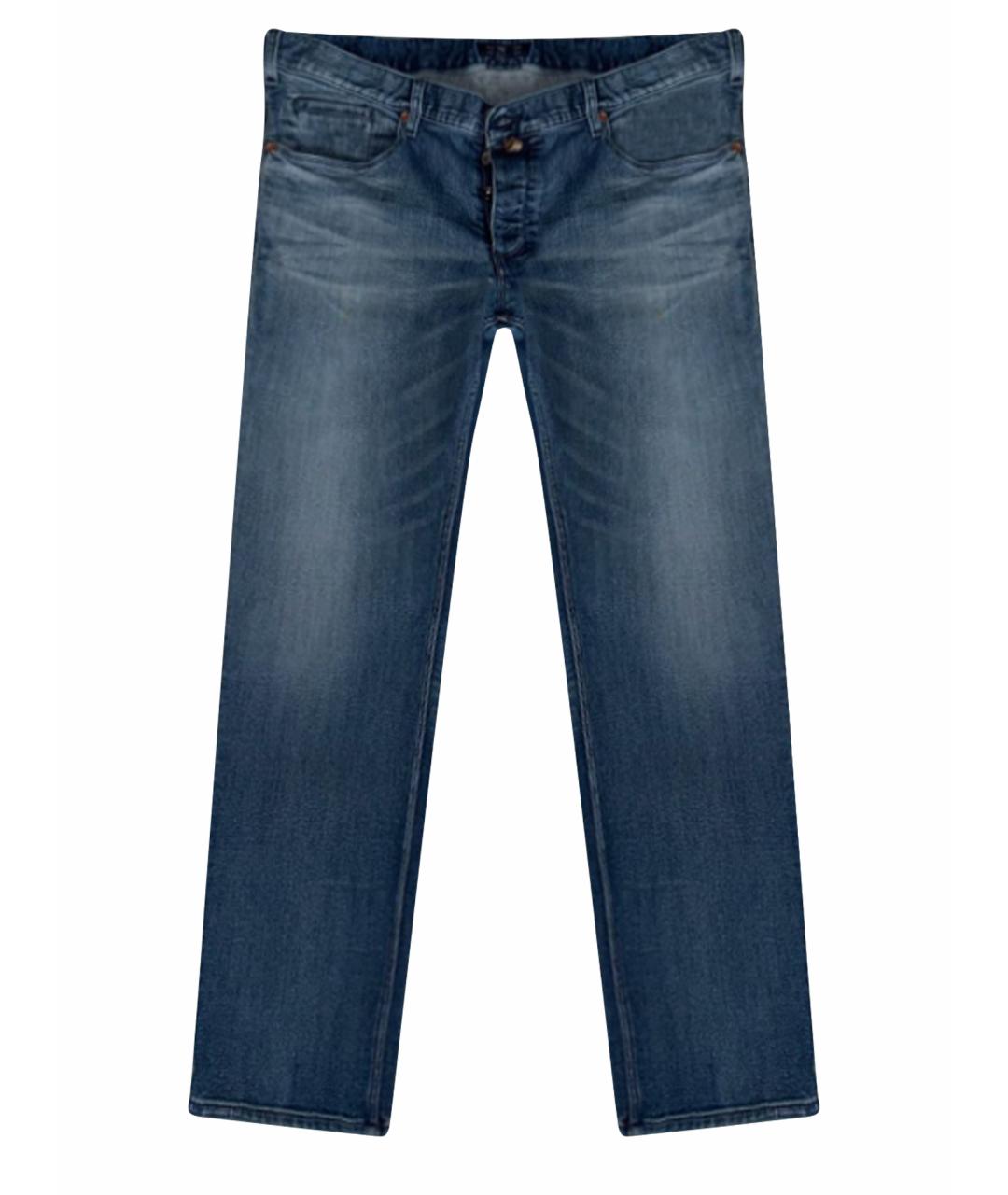ARMANI JEANS Синие хлопковые прямые джинсы, фото 1
