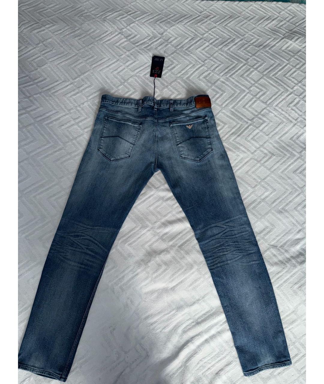 ARMANI JEANS Синие хлопковые прямые джинсы, фото 2