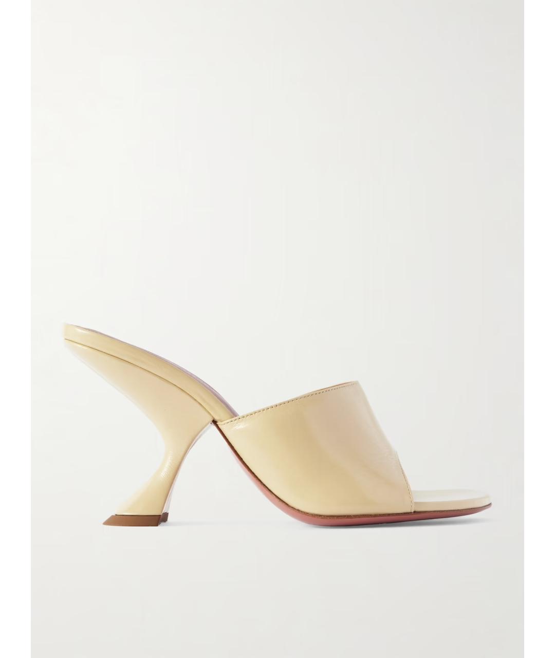 Amina Muaddi Бежевые мюли из лакированной кожи, фото 5