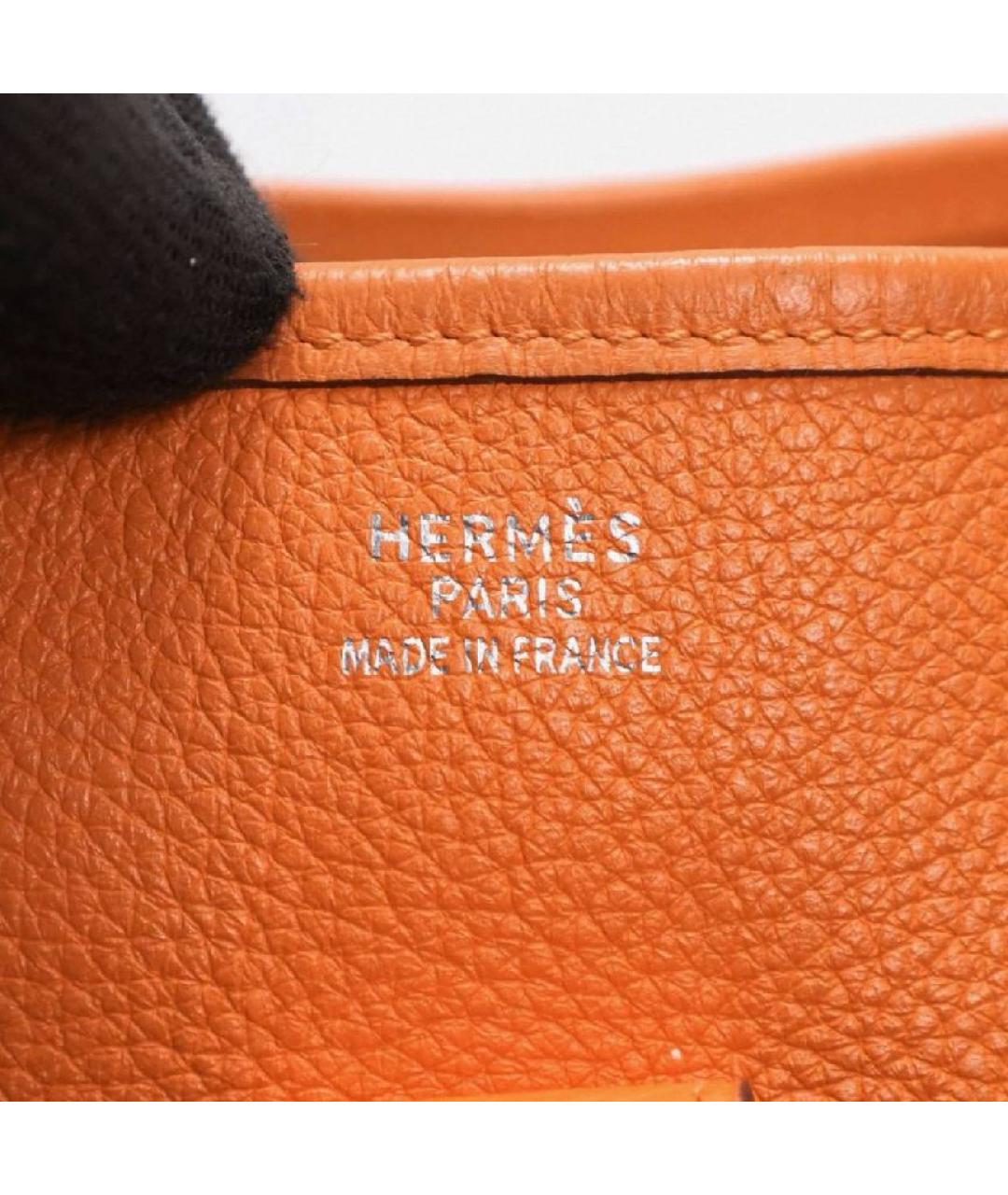 HERMES Оранжевая кожаная сумка тоут, фото 6
