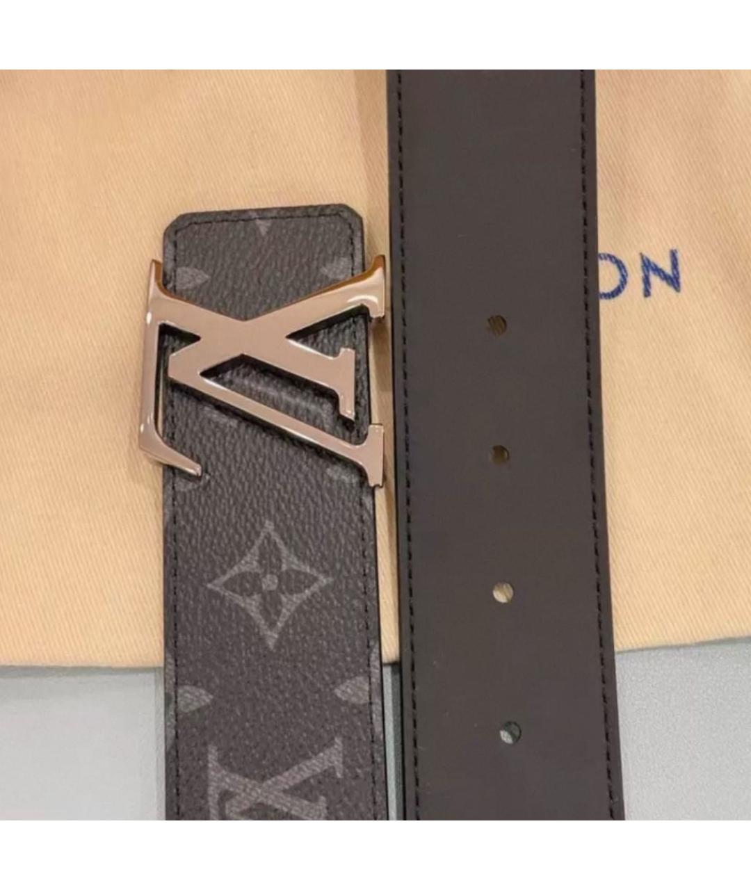 LOUIS VUITTON Антрацитовый кожаный ремень, фото 3