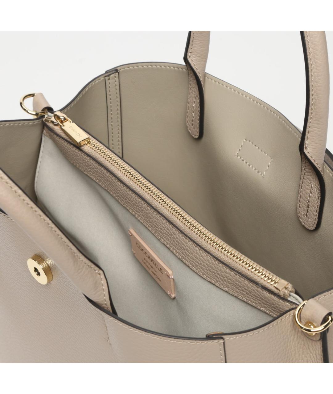 COCCINELLE Бежевая кожаная сумка с короткими ручками, фото 2