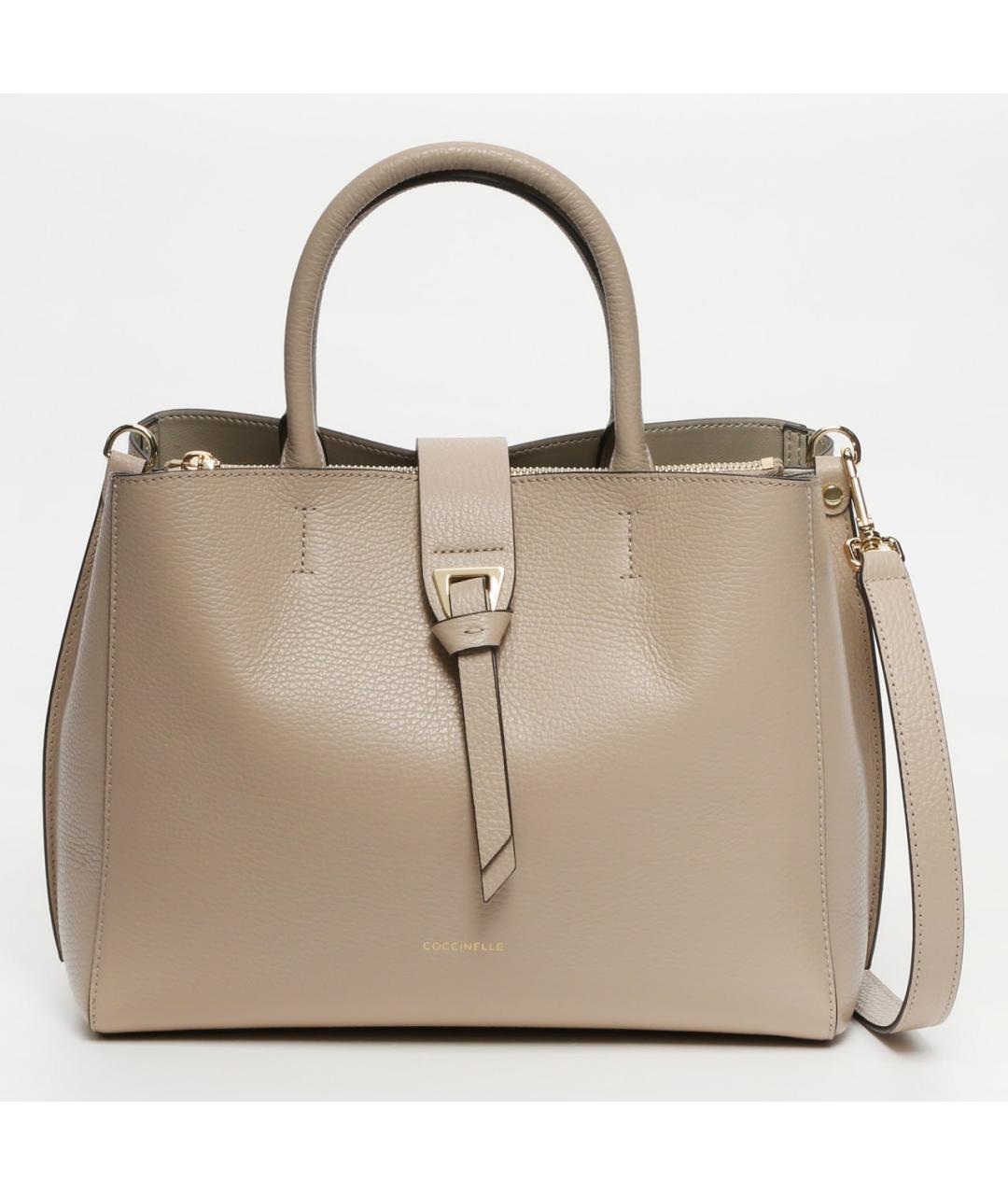 COCCINELLE Бежевая кожаная сумка с короткими ручками, фото 4
