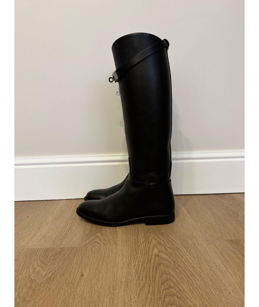 HERMES Черные кожаные сапоги, фото 9