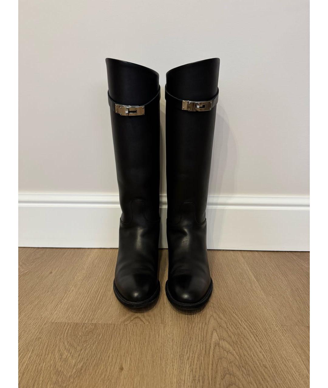 HERMES Черные кожаные сапоги, фото 2