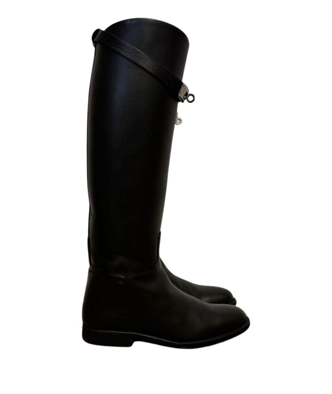 HERMES Черные кожаные сапоги, фото 1