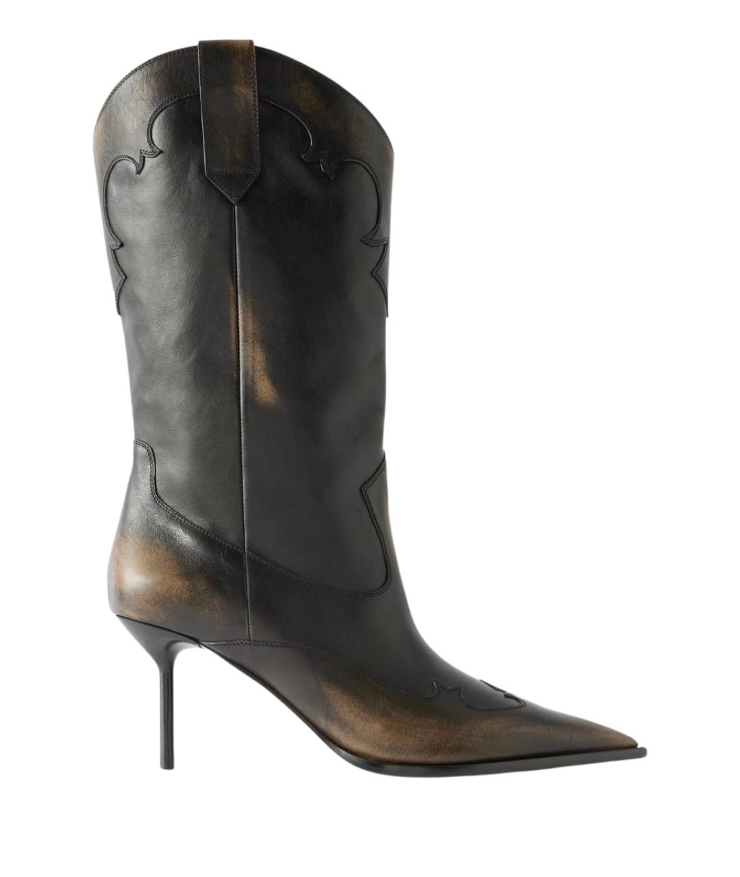 PARIS TEXAS Черные кожаные полусапоги, фото 1