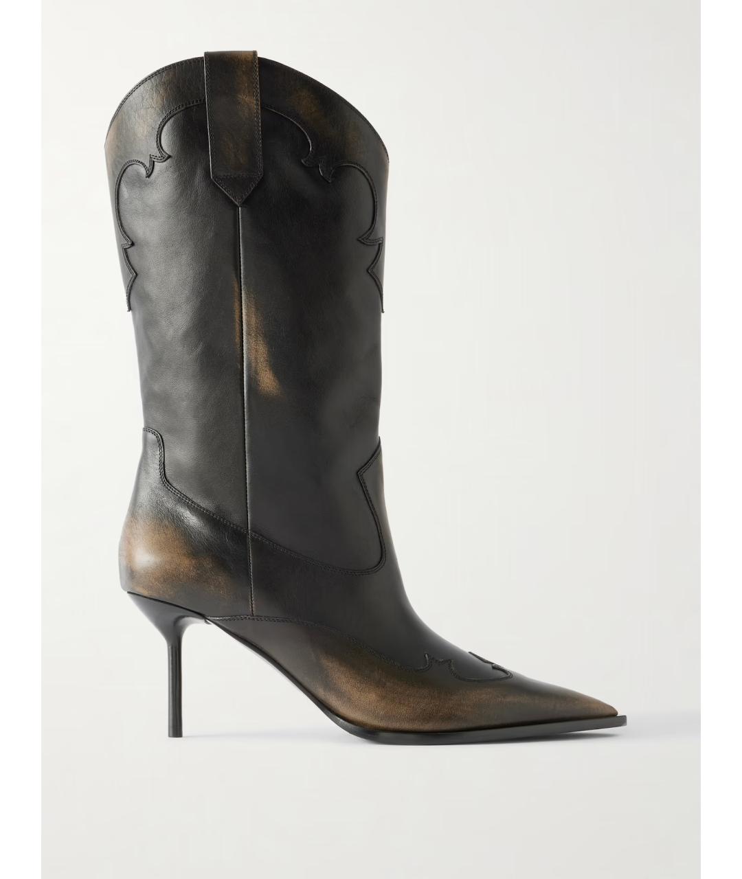 PARIS TEXAS Черные кожаные полусапоги, фото 4