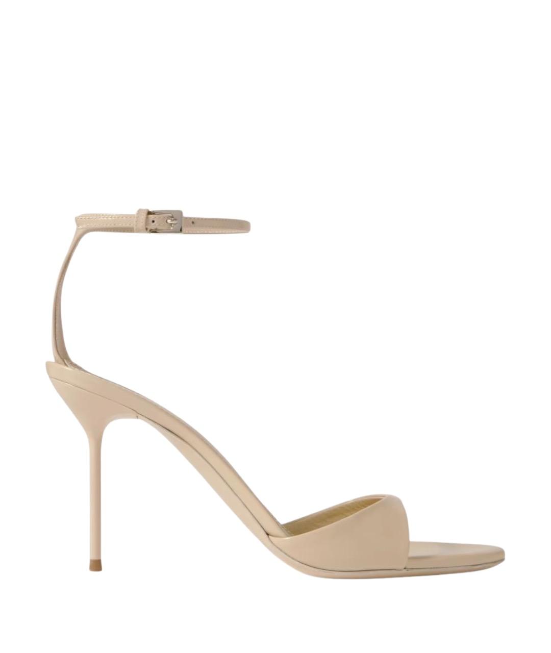 PARIS TEXAS Бежевые босоножки из лакированной кожи, фото 1