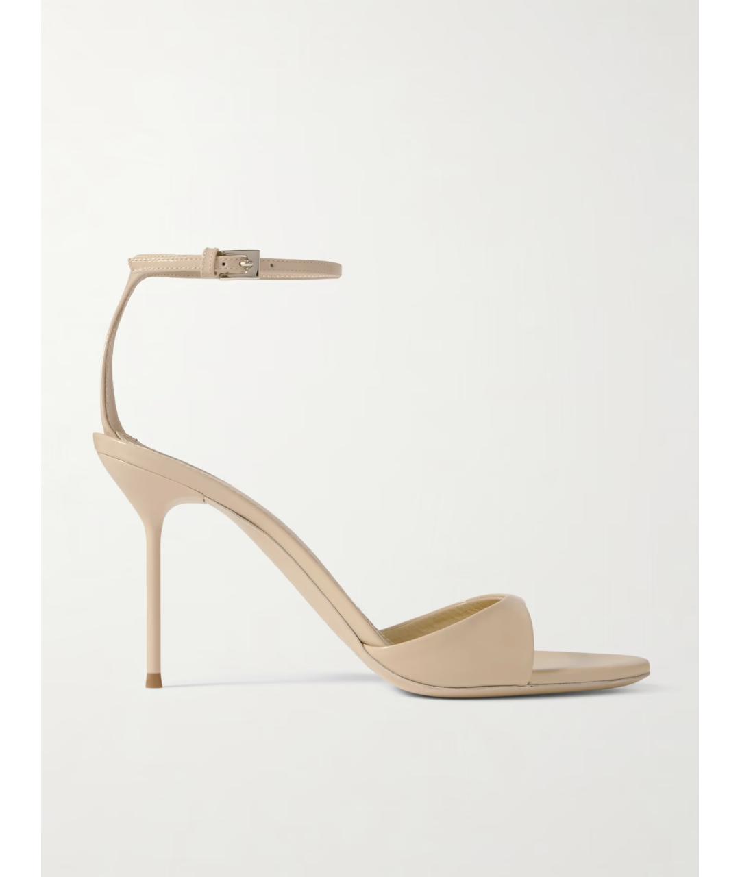 PARIS TEXAS Бежевые босоножки из лакированной кожи, фото 5