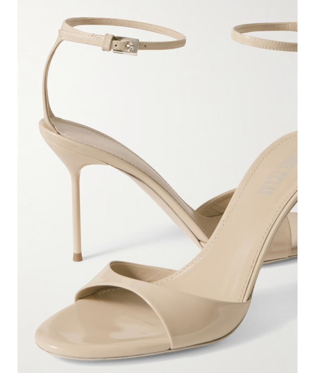 PARIS TEXAS Бежевые босоножки из лакированной кожи, фото 3