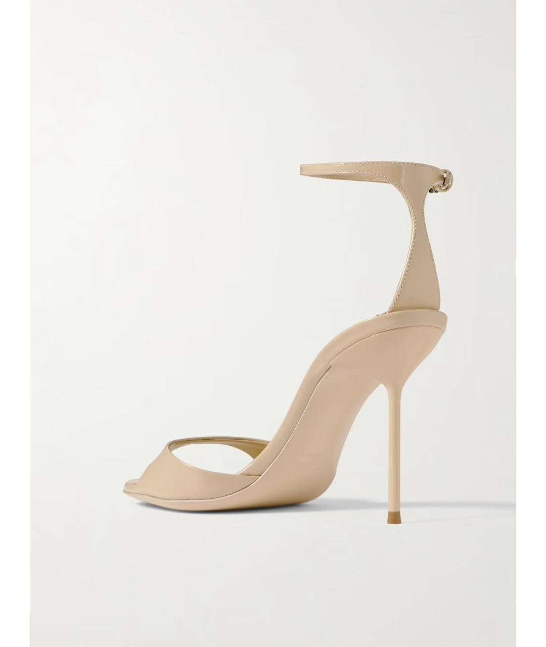 PARIS TEXAS Бежевые босоножки из лакированной кожи, фото 4