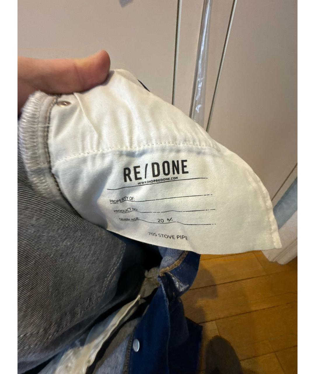 Re done Синие хлопко-эластановые джинсы слим, фото 6