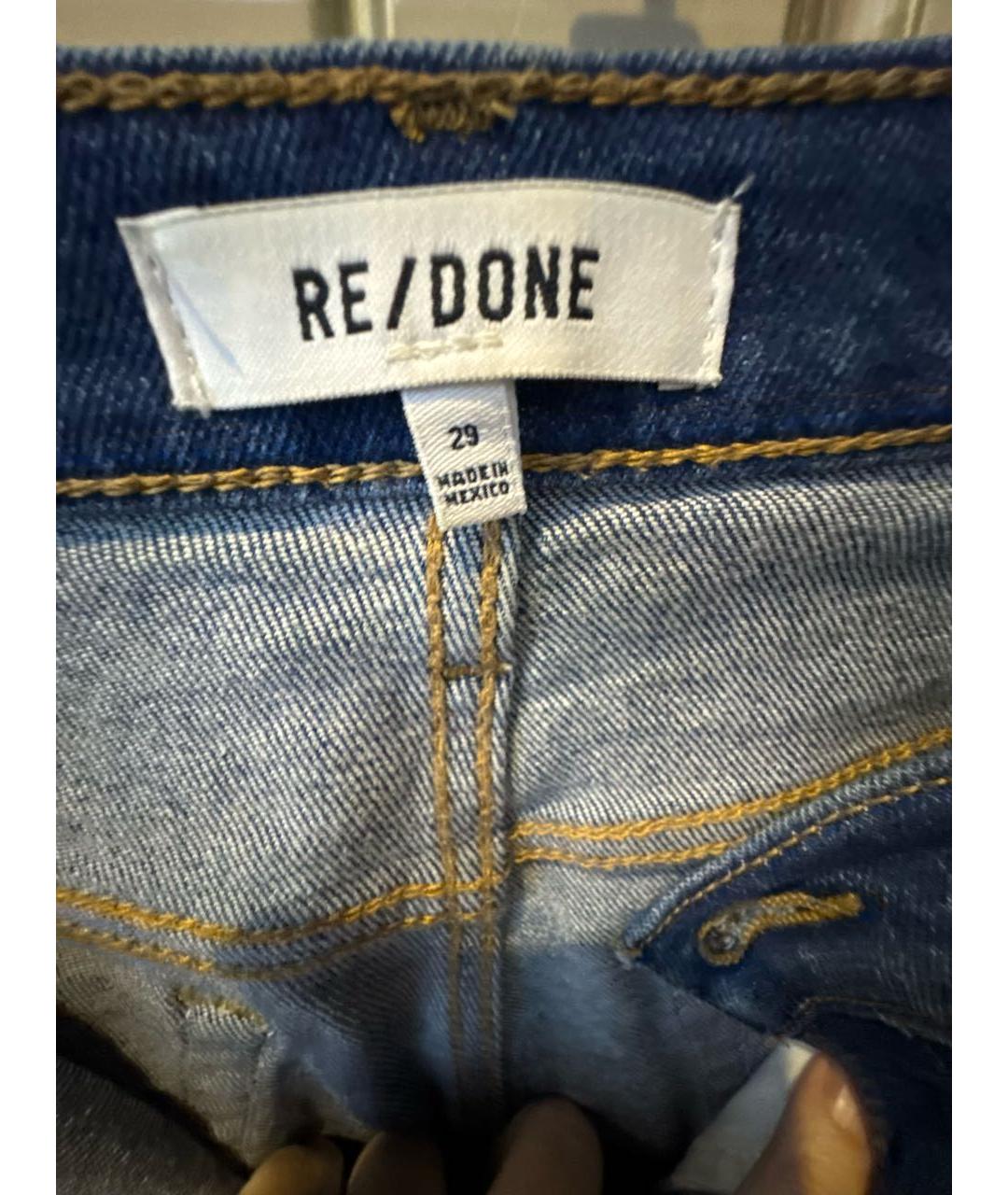 Re done Синие хлопко-эластановые джинсы слим, фото 4
