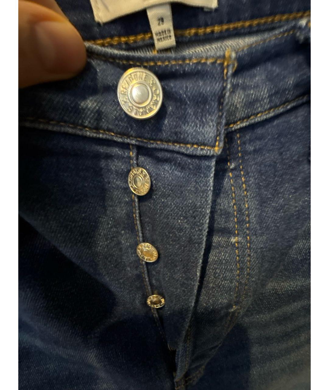 Re done Синие хлопко-эластановые джинсы слим, фото 5