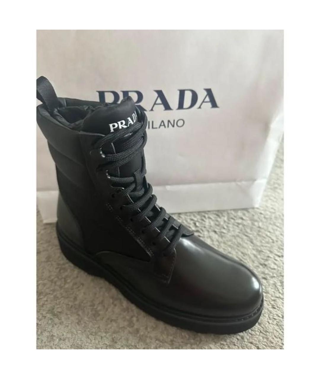 PRADA Черные кожаные ботинки, фото 3