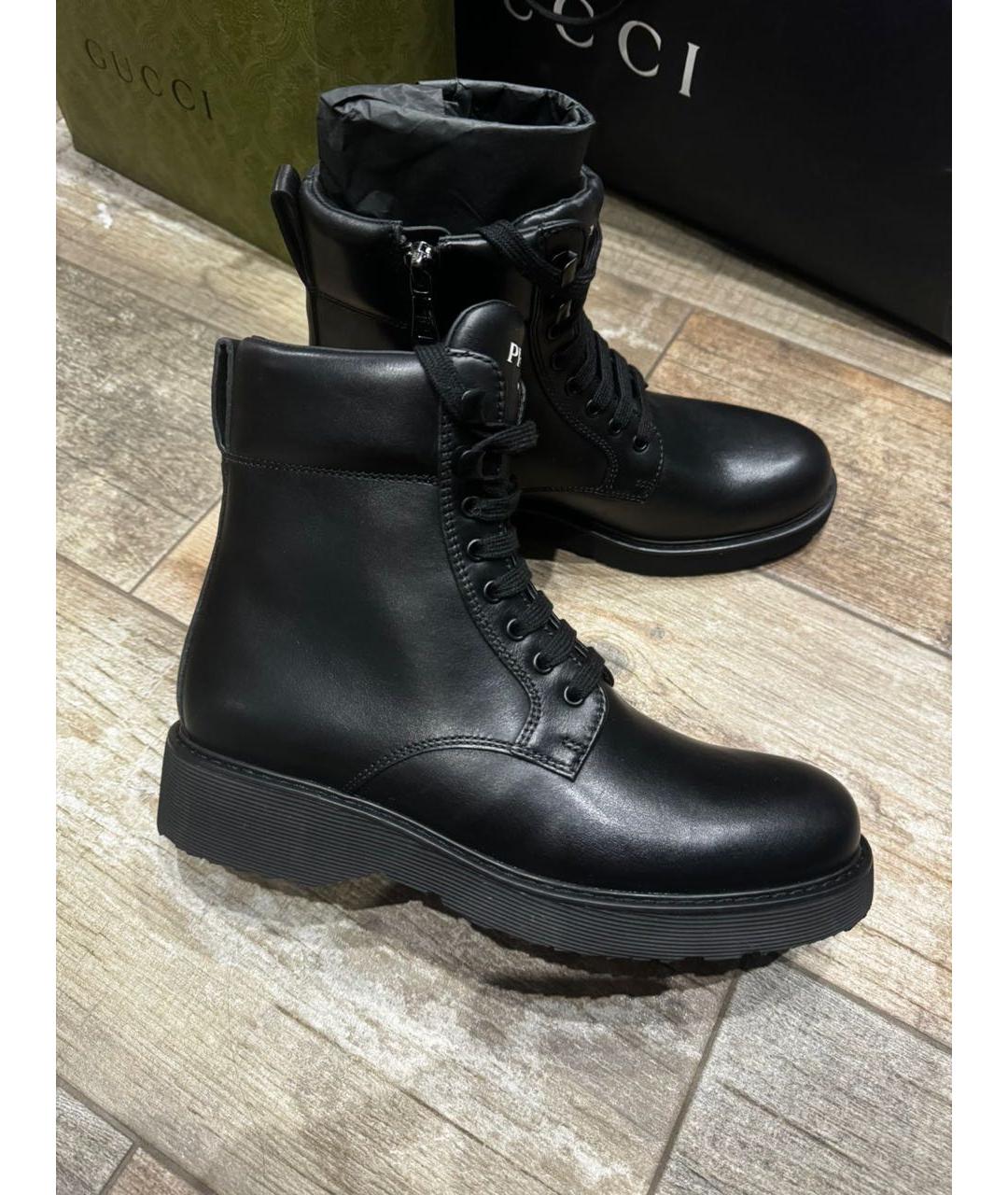 PRADA Черные кожаные ботинки, фото 5