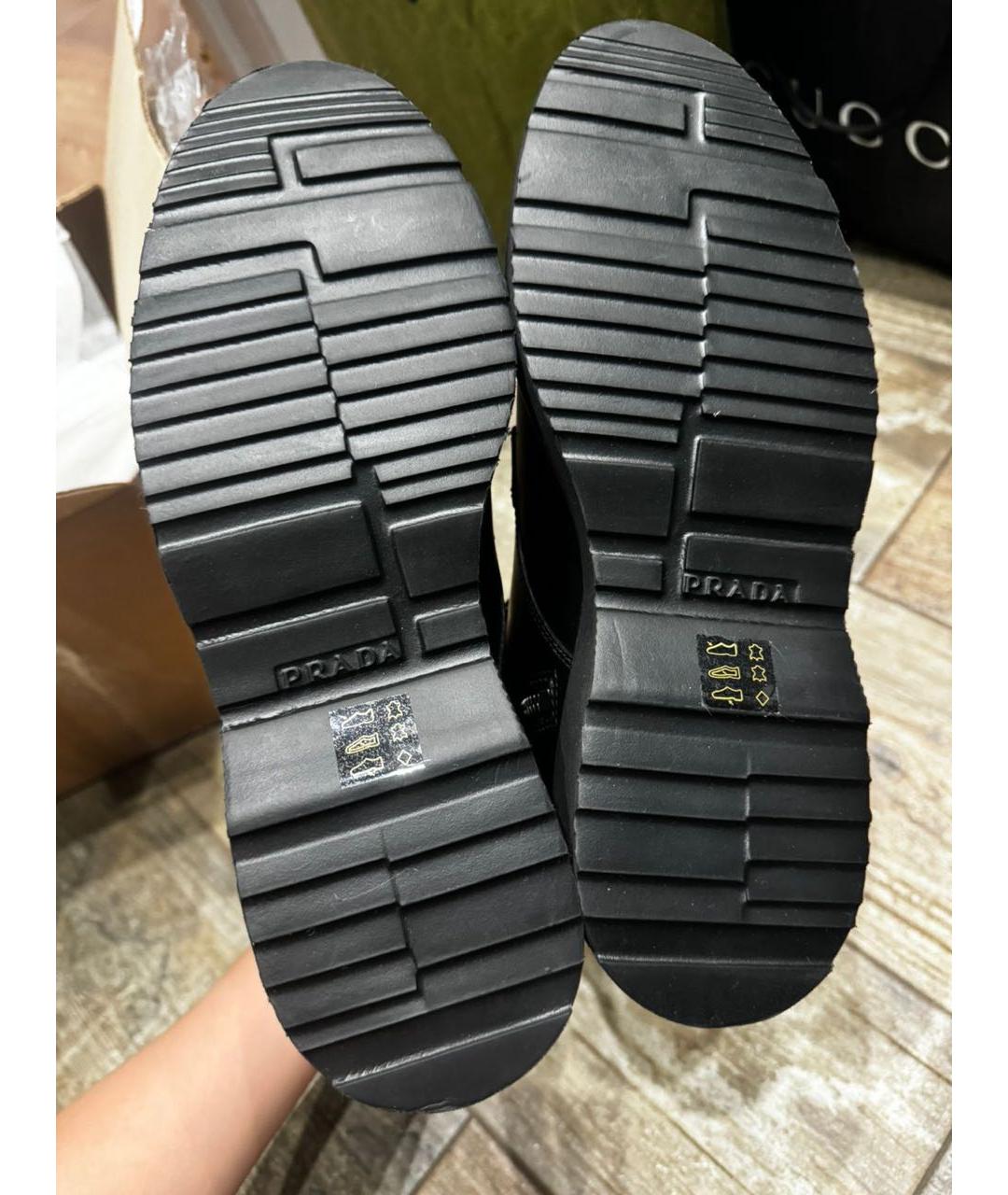 PRADA Черные кожаные ботинки, фото 4