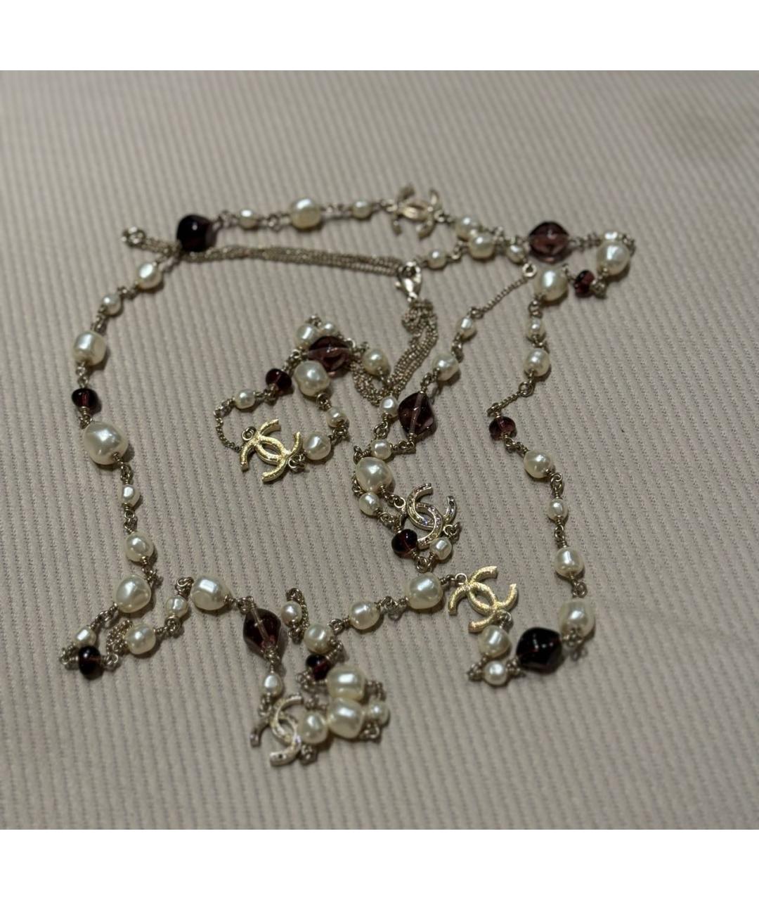 CHANEL Белое металлическое колье, фото 9